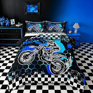Feelyou Motocross Rider Comforter Set Twin for Kids Boys Girls Bedding Set