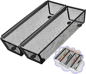 2PCS Utensil Drawer Organizer for Kitchen, Mesh silverware drawer organizer