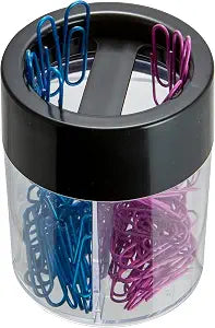 Officemate Magnetic Clip Dispenser, Large/Round, 200 Clip Capacity, Black/Smoke (93692)