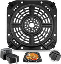 Air Fryer Accessories for Ninja AF141 Air Fryer Pro 4 in 1 AF142 Air Fry Max 5 in 1 5 QT, 8.43''x8.43'' Air Fryer Replacement Parts Grill Crisper Plate Grill Pan Tray Rack, Dishwasher Safe
