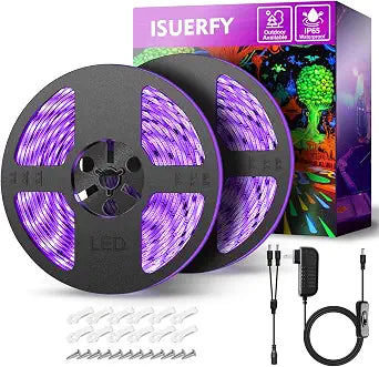 IP65 Black Light Strip 40FT, 385-400nm for Glow Party Body Paint Halloween
