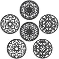 SMARTAKE 6 Set Silicone Trivet Mats for Hot Dishes Pots and Pans (Black)