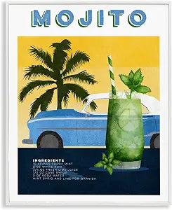 Mojito Automobile Recipe Tropical, 16 x 20 Inch Framed Gicle Print