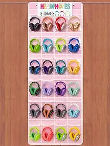 Classroom Headphone Storage Organizer with 24 Pockets,Pink