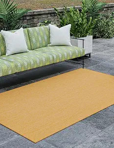 Unique Loom Collection Casual Transitional Solid Heathered Indoor/Outdoor Flatweave Area Rug (2' 2" x 3' 1" Rectangle, Corn Harvest Yellow)