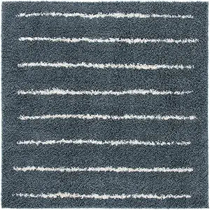 SAFAVIEH Venus Shag 600 Collection Square Rug - 2'7" Square, Dark Grey & Ivory, Casual Design, Ideal for High Traffic Areas in Bedroom, Dining Room & Kitchen (VNS604G-3SQ)