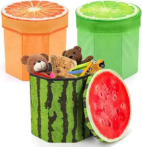 Covzoe 3 Pack Fruit Storage Stool, 12 x 12 Inch Folding Stool Ottoman