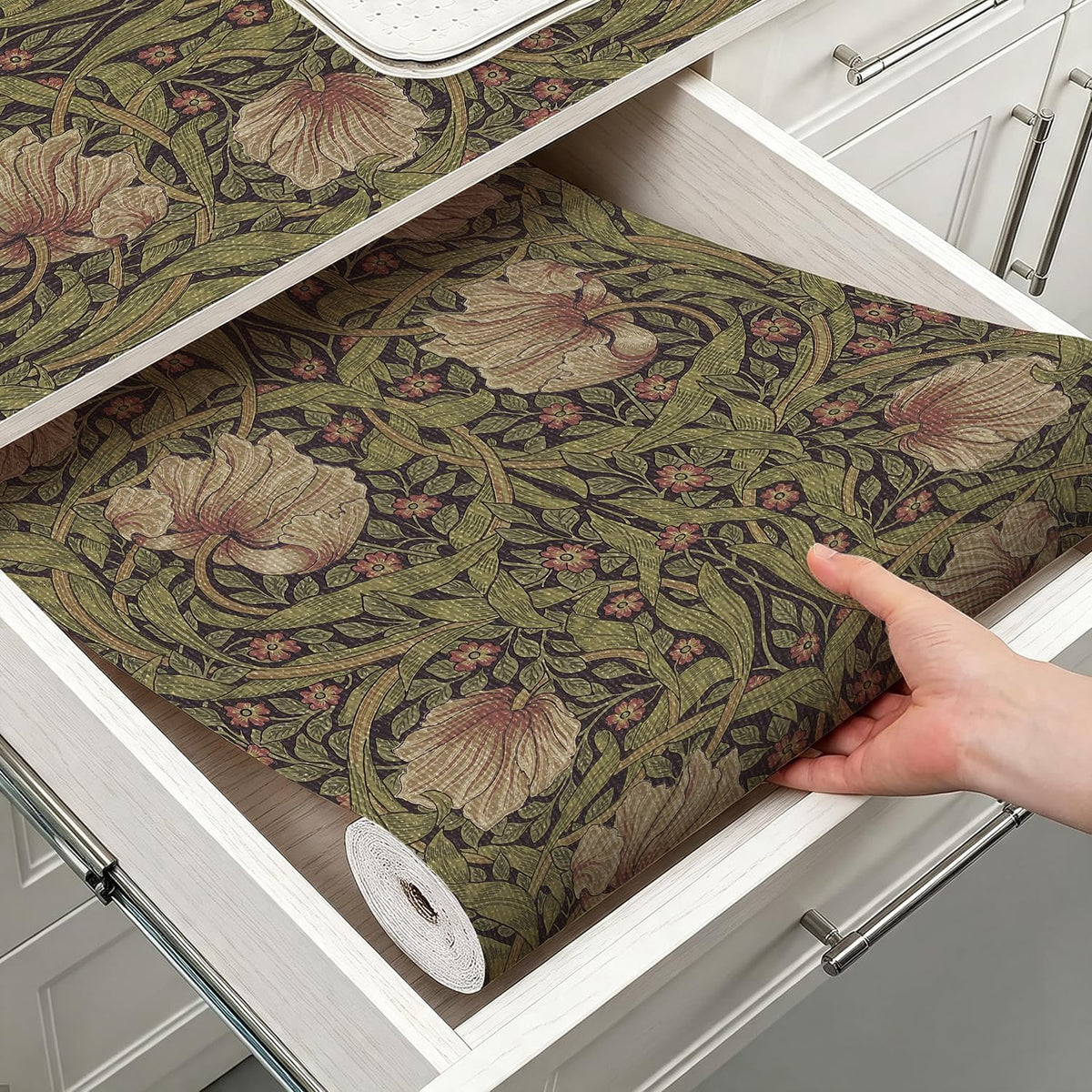 Quttisay Vintage Shelf Liner for Kitchen Cabinets Drawer Liner 12inx10ft
