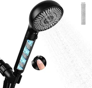 London Sunshine Filtered Shower Head with Handheld Kit - High Pressure 3-Spray Modes & Carbon Filtration System, Includes Hose (Black)