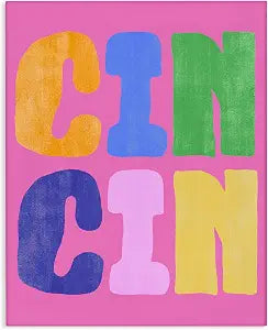 Stupell Industries Cin Watercolor Typography, 16 x 20 Inch Canvas Wall Art