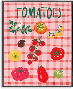 Tomatoes on Plaid Kitchen Still Life, 11 x 14 Inch Framed Gicle Print