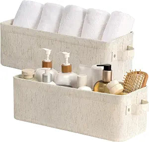 StorageWorks Narrow Storage Bins, Toilet Paper Storage, Beige, 2-Pack