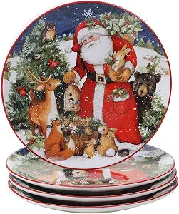 Certified International Magic of Christmas Santa 11" Dinner Plates, Multicolored, Large, Set of 4