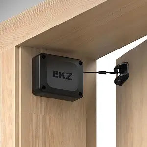 EKZ Retractable Automatic Door Closer  Fits Sliding Glass, Screen, Single & Double Doors  Strong 3.3 lb Spring Tension, Punch-Free Easy Install for Entry, Bathroom, Bedroom, Study (1 Pack)