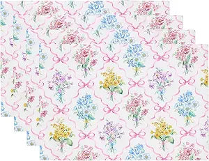 Lenox Bouquet Ribbon Placemats, Set of 4, Multicolor, 13" W x 19" L