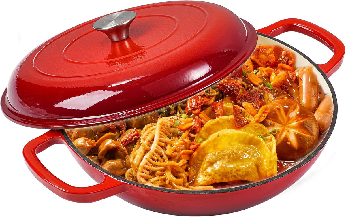 Vivicreate 3.5 Quart Enamel Cast Iron Dutch Oven Pot with Lid - Enameled Cookware for Baking, Roasting, and Braising - Durable Cast Iron Pot for Stove Top and Oven Use