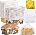 Hushee 50 Set Fall Paper Mini Loaf Pan Disposable, Autumn Leaf