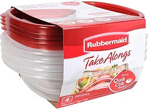 Rubbermaid TakeAlongs Sandwich Food Storage Containers, 2.9 Cup, Tint Chili, 4 Count