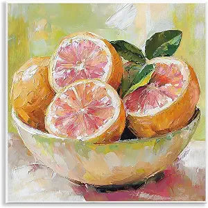 Bold Grapefruit Ceramic Bowl, 12 x 12 Inch Mounted Print on Wall Plaque