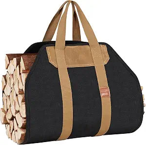 1MORE Firewood Carrier,Wood Carrier for Firewood Tote Bag, 40"X19". Black