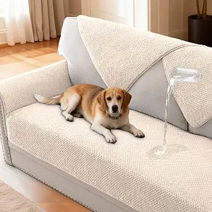 H.VERSAILTEX Waterproof Couch Cover Plush Sofa Cover for Armrest Backrest Fuzzy Soft Anti Slip Washable Sofa Slipcovers Couch Protector Cover for Dogs Cats Kids,36x36'',Beige