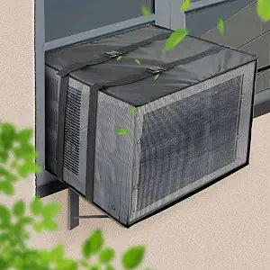 Demao Mesh Window AC Covers for Outside, Air Conditioner Cover for Outside Wall AC Unit, Ventilation & Dustproof Leafproof Protector Heavy Duty PVC Net Cover(17" W  12" D  13" H)