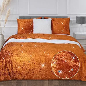 YINFUNG Velvet Duvet Cover Burnt Orange Terracotta Fall Boho Gold Rust Queen Luxury Sparkle Glitter Moroccan Crushed Velvet Bedding Set Autumn Textured Thick Warm Winter Quilt Cover Textured 90��90