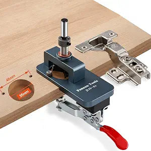 Metal Concealed Hinge Jig, 35MM Cabinet Hinge Jig Drilling Hole Puncher with Quick Clamp Accurate Hinge Drill Jig Woodworking Tool for Doors Cabinets Hinges Mounting (Gray)