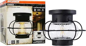 Sylvania Vintage Essex Cage Light Fixture, Semi-Flush Mount with 1 60W LED Dimmable Bulb Included, Dimmable (75515), Antique Black