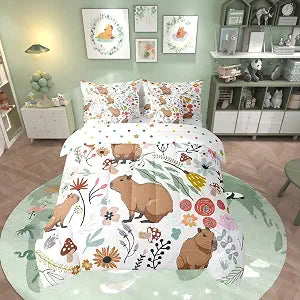Erosebridal Cute Capybara Comforter Set 7 Piece Bed in A Bag Twin