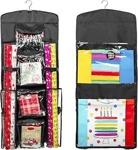 Joyful Moose Gift Bag Organizer Wrapping Paper Storage Container Christmas Gift Wrap Holder (Black)