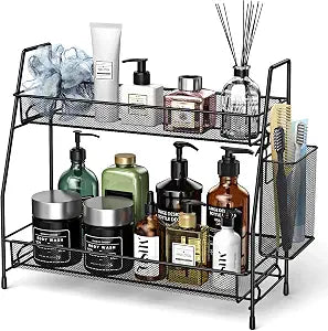 Bathroom Organizer Countertop, Spice Rack Organizer for Cabinet,Black