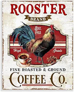 Rooster Brand Coffee Co, 11 x 14 Inch Mounted Print on Wall Plaque