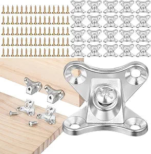 20 Pack L Bracket, Detachable Corner Brace, Heavy Duty Butterfly Metal Brackets with 80 Pcs Screws, Right Angle Support for Wood Furniture Cabinet Shelves Table Chair Bed, Silver