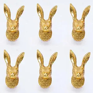Indian Shelf Gold Rabbit Cabinet Knobs Cute Bunny Drawer Pulls 6 Pack Set