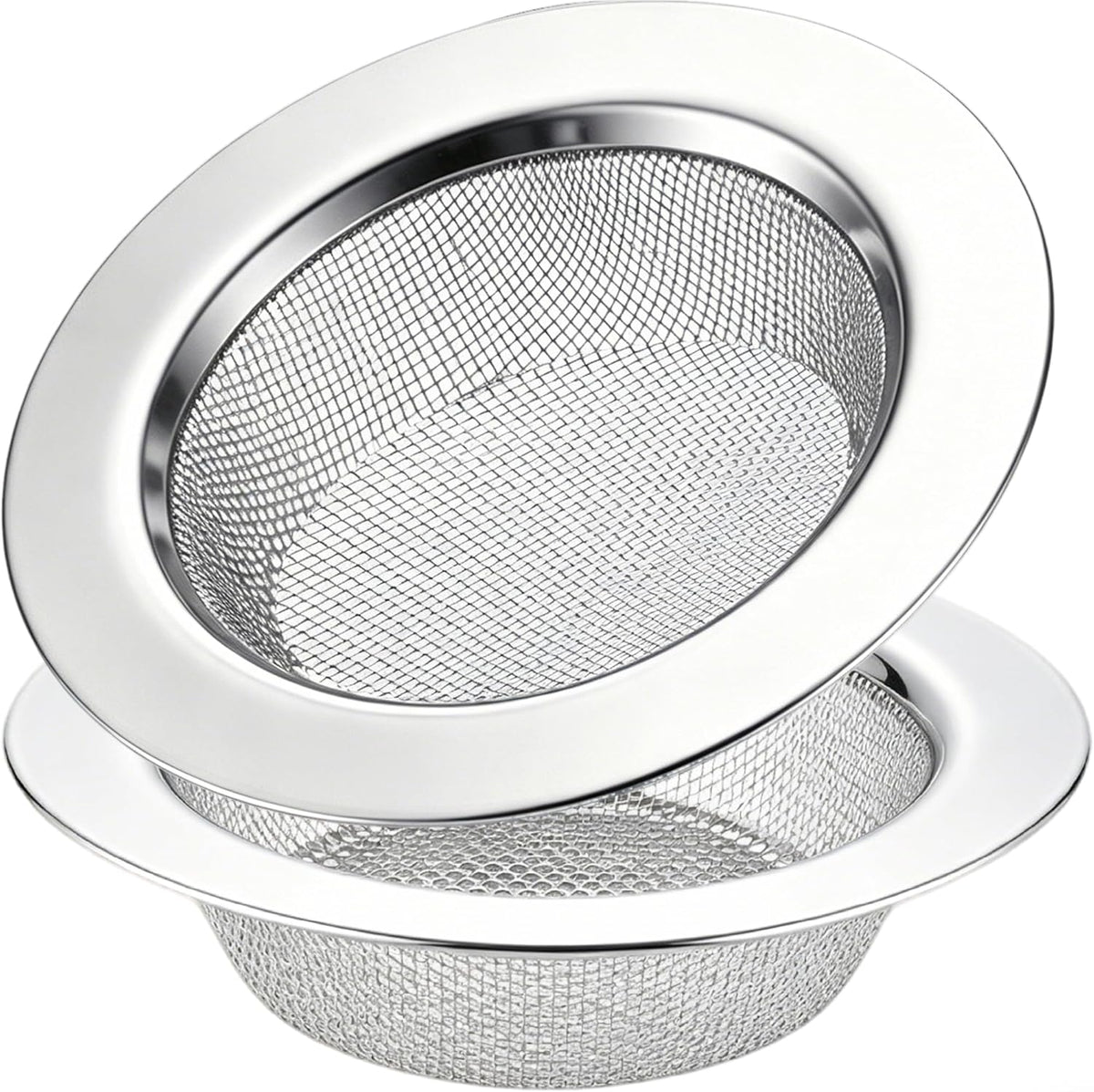 LASSHSWA 2 PCS Kitchen Sink Strainer Stainless Steel, Kitchen Sink Drain Strainerï¼Œ Sink Strainers with Large Wide Rim 4.5" Diameter for Kitchen Sinks