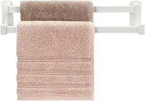 Luxshiny Double Towel Rack Wall Mounted Bathroom Towel Holder with 2 Rods Space Saving Bath Bar for Wet and Dry Towels Home Hotel Guesthouse 15.74 X 4.01 X 3.30 in