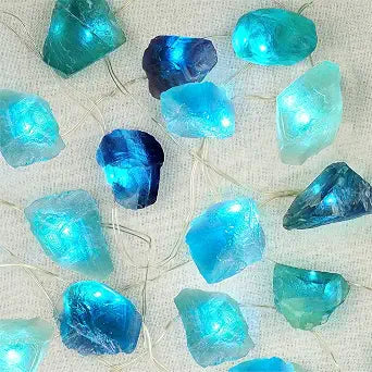 BOHON Natural Fluorite String Lights Battery Operated with Remote Timer