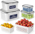HOTEC 4-Pack Fruit Storage Container for Fridge, Food Storage Containers