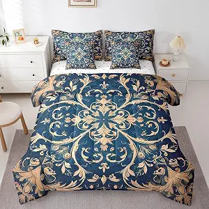 Erosebridal Damask Bedding Full Size 7Pcs Baroque Style Comforter Set