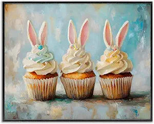 Festive Bunny Ear Cupcakes, 11 x 14 Inch Framed Gicle Print