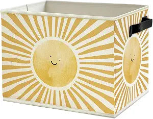Boho Sunshine Classroom Storage Bins Box with Handles, Cute Boho Abstract Sunshine Collapsible Basket Organizer for Kids Nursery Room Bedroom Bathroom Books Clothes