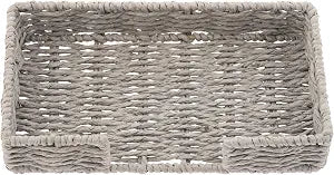 Karma, Woven Napkin Holder for Table & Kitchen - Boho Flat Napkin Dispenser for Home & Outdoor Dining, Paper Napkin Holder, Gray