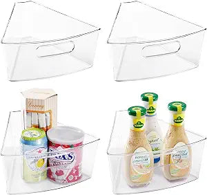 Oubonun Lazy Susan Cabinet Organizer Bins for Kitchen 4 Pack, 1/8 Wedge