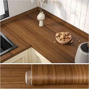 VEELIKE 15.7''x118'' Thick Brown Wood Contact Paper Wood Wallpaper Peel and Stick Textured Wood Grain Contact Paper for Countertops Cabinets Table Top Self Adhesive Wood Vinyl Wallpaper for Furniture