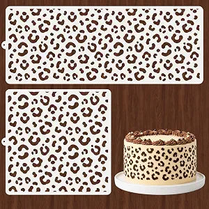 2PCS Cheetah Print Stencils Bendable Cake Stencils for Buttercream