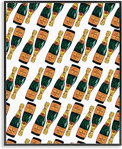 Champagne Bottles Pattern, 16 x 20 Inch Framed Gicle Print