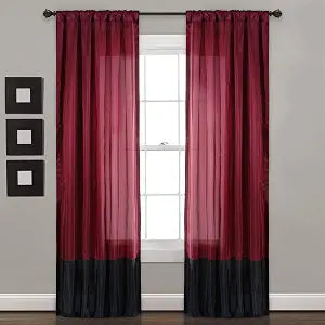 Lush Decor Milione Fiori Window Curtains Panel Set for Living, Dining Room, Bedroom (Pair), 42" W x 84" L, Red/Black
