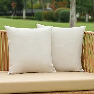 NiNi ALL Outdoor Pillow Covers 24x24 Set of 2 Patio Waterproof Beige Gray