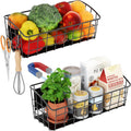 2Pack Magnetic Shelf for Refrigerator with Removable Hooks(Black)